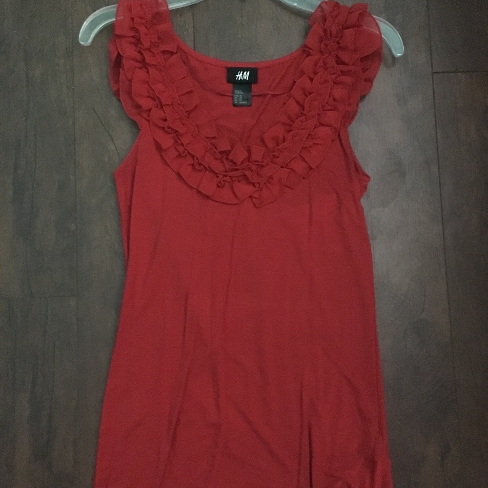 Red Top with Detailing around Neck